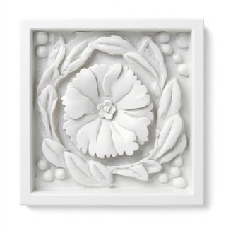 Rosette Remnant with Frame Wall Plaque - 15.75-inch — Flat White finish