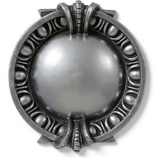 Round Dart & Egg Remnant Wall Plaque - 13-inch — Aged Silver finish