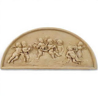 Cherubs Lunette Plaque Wall Plaque — Dusted Sand finish