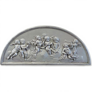 Cherubs Lunette Plaque Wall Plaque — Silver finish