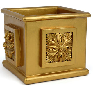 Carlo Square Planter — Antique Gold finish