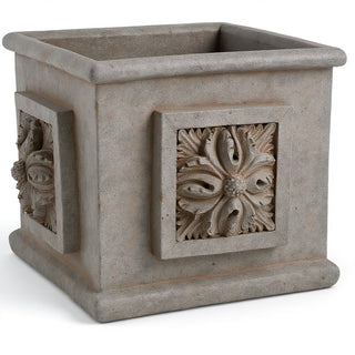 Carlo Square Planter — Antique Stone finish