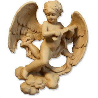 Sanctuary Cherub Lute Player Statue - 17-inch — Dusted Sand finish