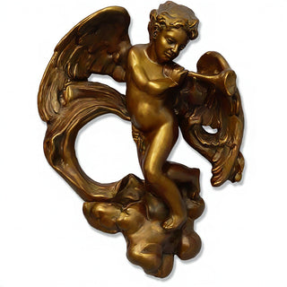 Cherub with Horn Statue - 17-inch — Bronze finish