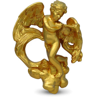Cherub with Horn Statue - 17-inch — Deep Gold finish