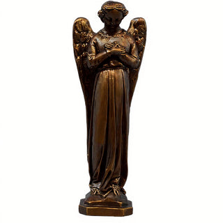 Cari Angel with Hands Crossed Statue - 21-inch — Bronze finish