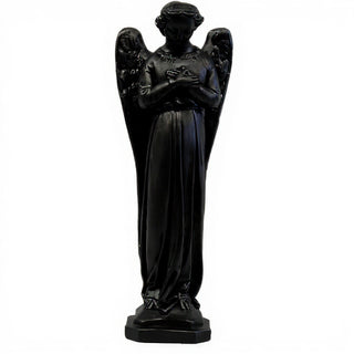 Cari Angel with Hands Crossed Statue - 21-inch — Flat Black finish