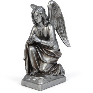 Adoration Angel Statue - 26-inch — Antique Silver finish