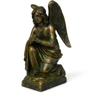 Adoration Angel Statue - 26-inch — Green Bronze finish
