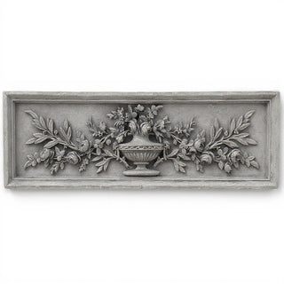 Rose Urn Relief Wall Relief — Limestone finish
