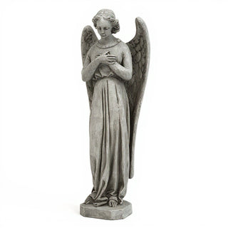 Angel with Crossed Arms Statue - 40-inch — Limestone finish