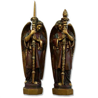Guardian Angel Set (Right) Statue - 27-inch — Bronze finish