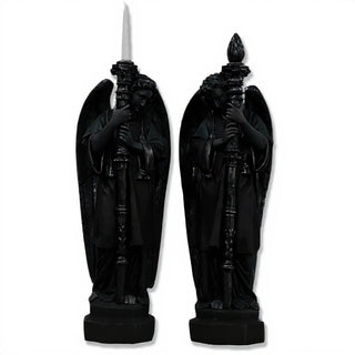 Guardian Angel Set (Right) Statue - 27-inch — Flat Black finish