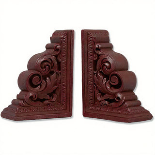 Carved Scroll Bookends — Rust finish