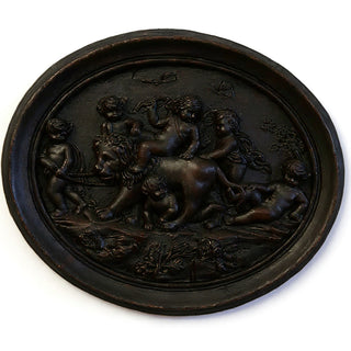 Cherubs Playing with Lion Wall Plaque — Iron finish