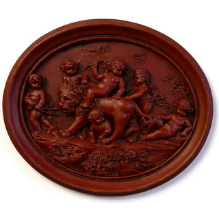 Cherubs Playing with Lion Wall Plaque — Rust finish