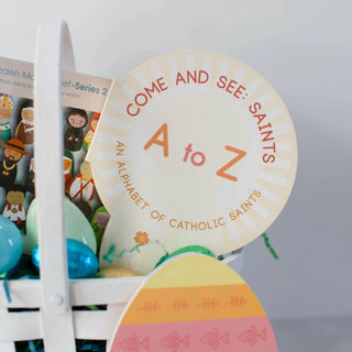 2025 Award Winner - Come and See: Saints A to Z - An Alphabet of Catholic Saints - shaped board book