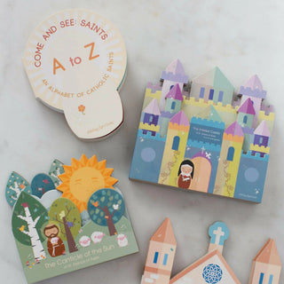 2025 Award Winner - Come and See: Saints A to Z - An Alphabet of Catholic Saints - shaped board book