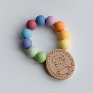 Baby's First Miraculous Medal Teether - Rainbow of Hope