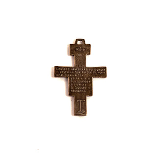 Vintage Bronze San Damiano Cross with Assisi Prayer - Small