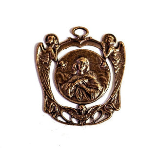 Vintage Bronze Mary with Angels Medal