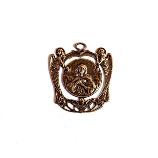 Vintage Bronze Mary with Angels Medal