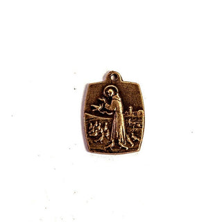 Vintage Bronze St. Francis with Birds Medal
