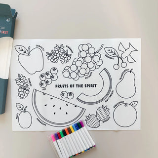 Fruits of the Spirit Washable Silicone Coloring Placemat