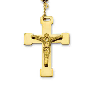 Traditional Gold Rosary Necklace Five Decade Catholic Prayer Beads 8mm