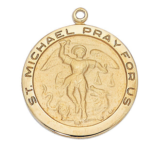 Gold Over Silver Saint Michael WithInch Chain