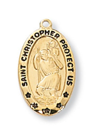 Gold Over Silver Saint Christopher With Chain 