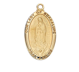 Gold Over Silver Our Lady Guadalu With Chain Engravable