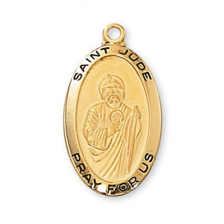 Gold Over Silver Medal Of Saint Jude With Chain Engravable