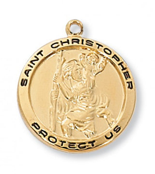 Gold Over Silver Saint Christopher Chain And Box