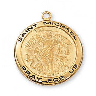 Gold Over Silver Medal Of Saint Michael With Chain Engravable