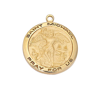 Gold Over Silver Medal Of Saint Michael With Chain Engravable