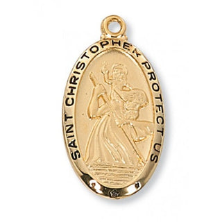 Gold Over Silver Medal Of Saint ChrisInch Chain Engravable