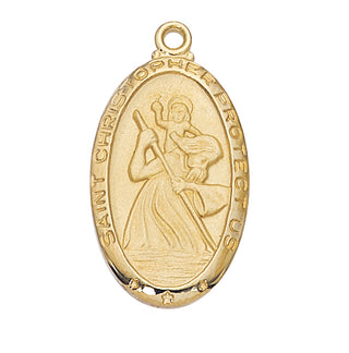 Gold Over Silver Medal Of Saint ChrisInch Chain Engravable