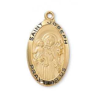 Gold Over Silver Medal Of Saint JosephInch Chain Engravable