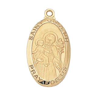 Gold Over Silver Medal Of Saint JosephInch Chain Engravable