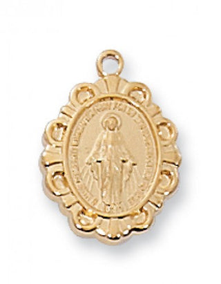 Gold Over Silver Miraculous Medal With Chain