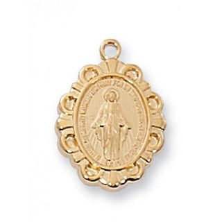 Gold over Silver Miraculous Medal 13" Chain & Box"