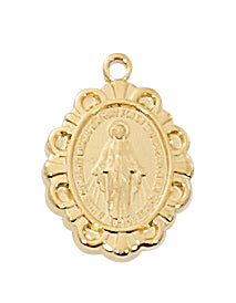 Gold Over Silver Miraculous Medal With Chain
