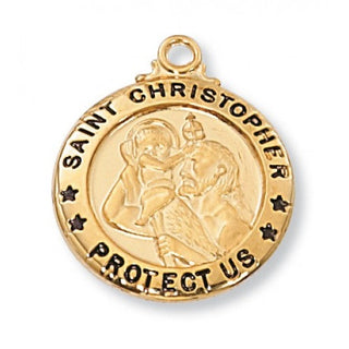 Gold Over Silver Medal Of Saint Christopher Chain Engravable