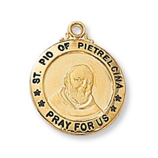 Gold Over Silver Medal Of Saint Pio Chain Engravable
