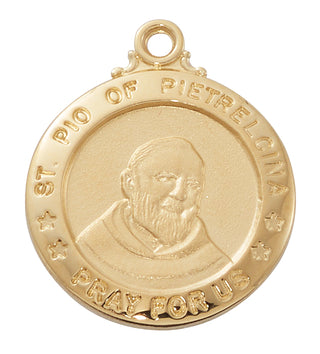 Gold Over Silver Medal Of Saint Pio Chain Engravable