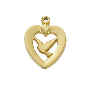 Gold Over Silver Heart With Dove With Chain