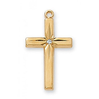 Gold Over Silver Cubic Zirconia Cross With Chain