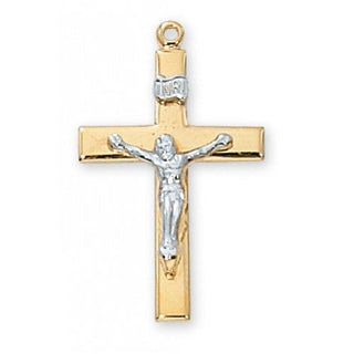 Gold Over Silver Crucifix With Chain 