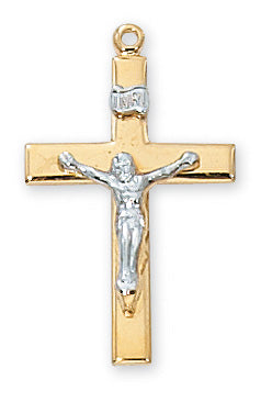 Gold Over Silver Crucifix With Chain 